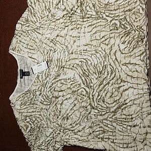 Maggie Barnes Cream & Tiger PrintEyelash Top Woman's Plus Size 4x NWT 30/32W